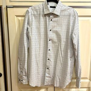 SAKS FIFTH AVENUE MENS LONG SLEEVE COTTON DRESS SHIRT WITH PATTERN-SIZE LARGE
